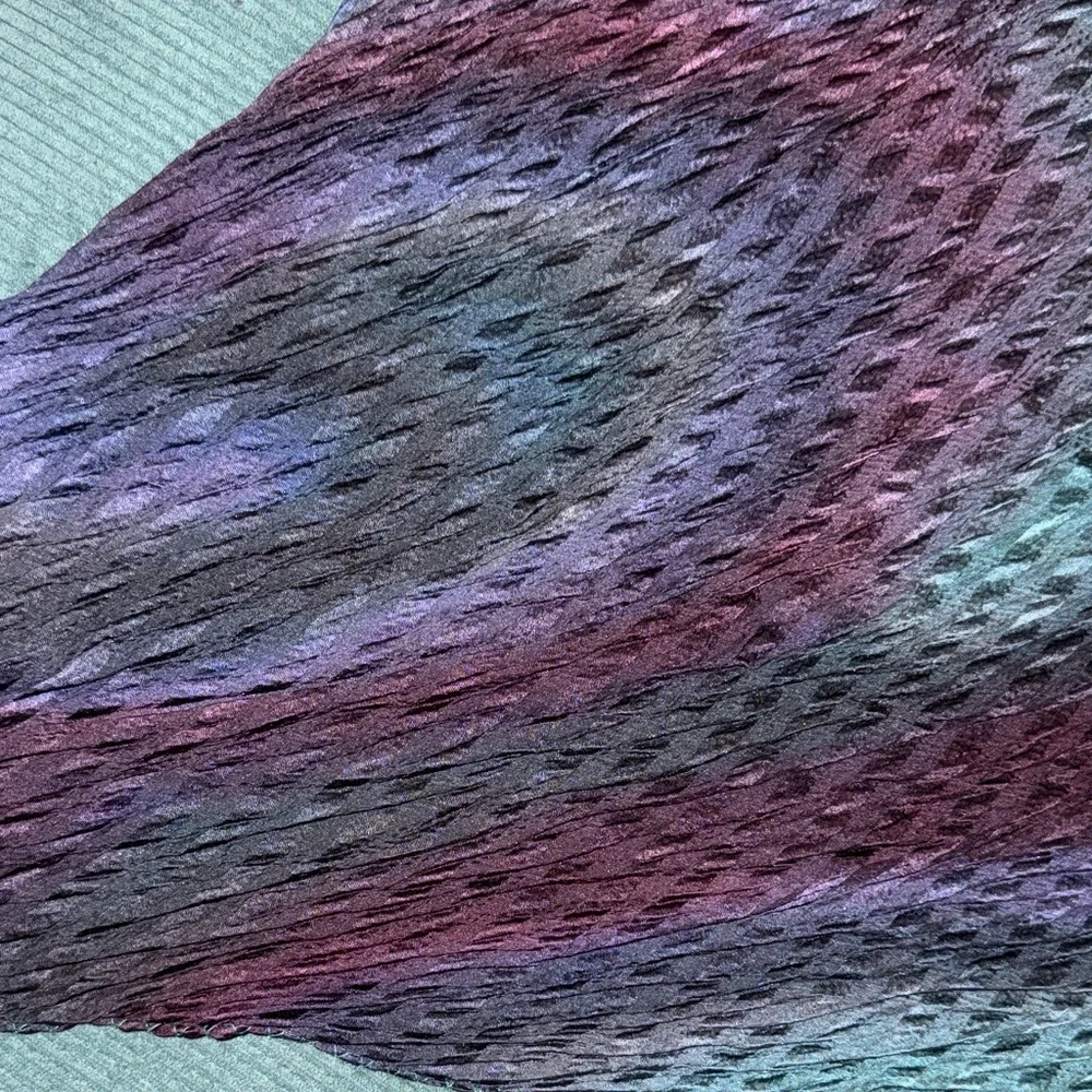 Hand dyed pure 100% silk crinkle Blue and Purple Textured Scarf